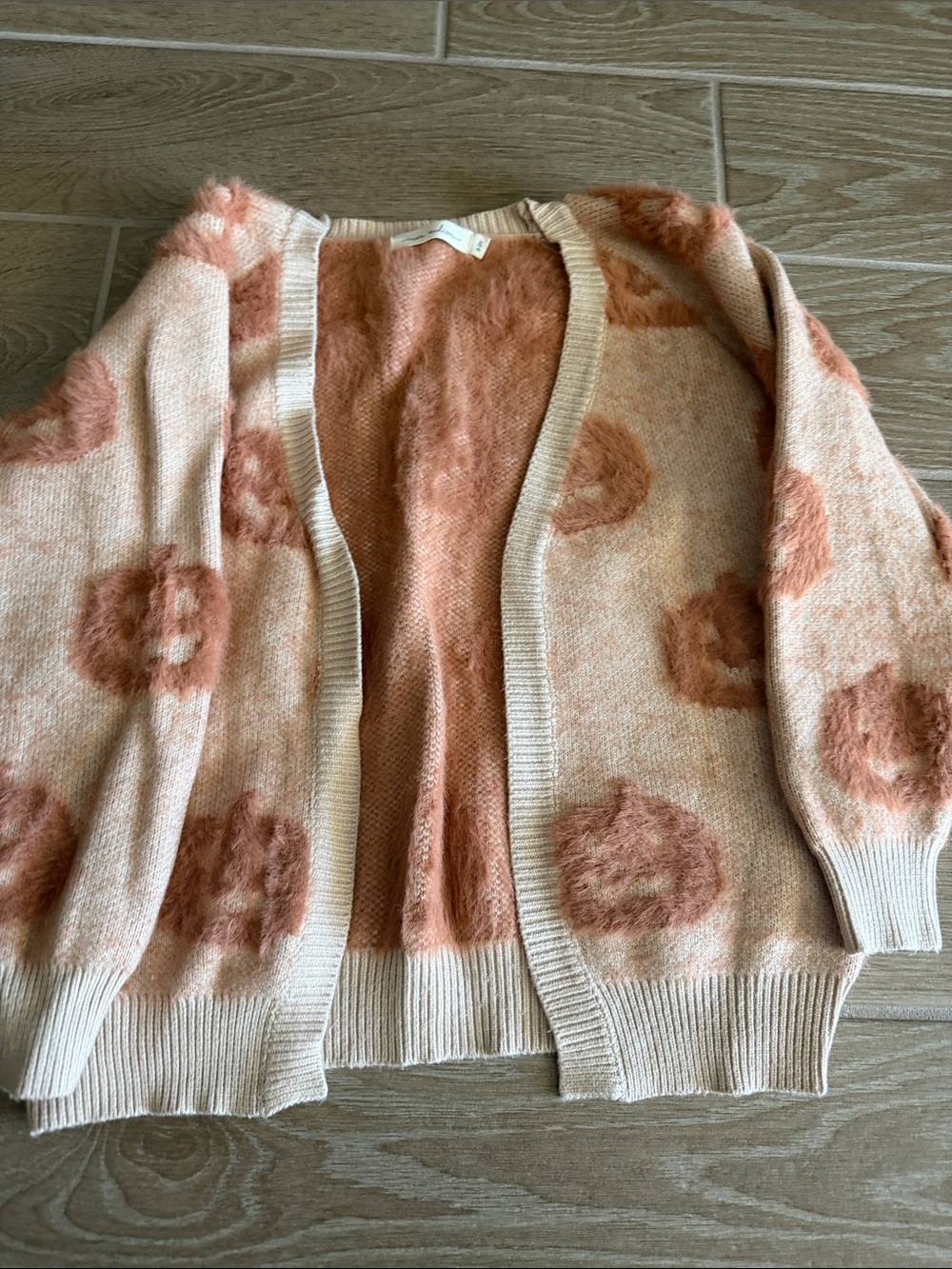 Fuzzy Dot Open-Front Cardigan in Blush Pink